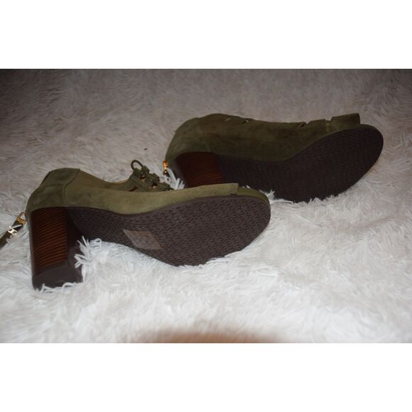 NWOT Michael Kors Sz 8 Suede Open Toes Booties Block Sandal Crisscross Front - Picture 4 of 4